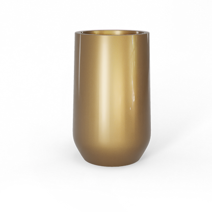 Hayden Round Fiberglass Planter in Gloss Metallic Gold
