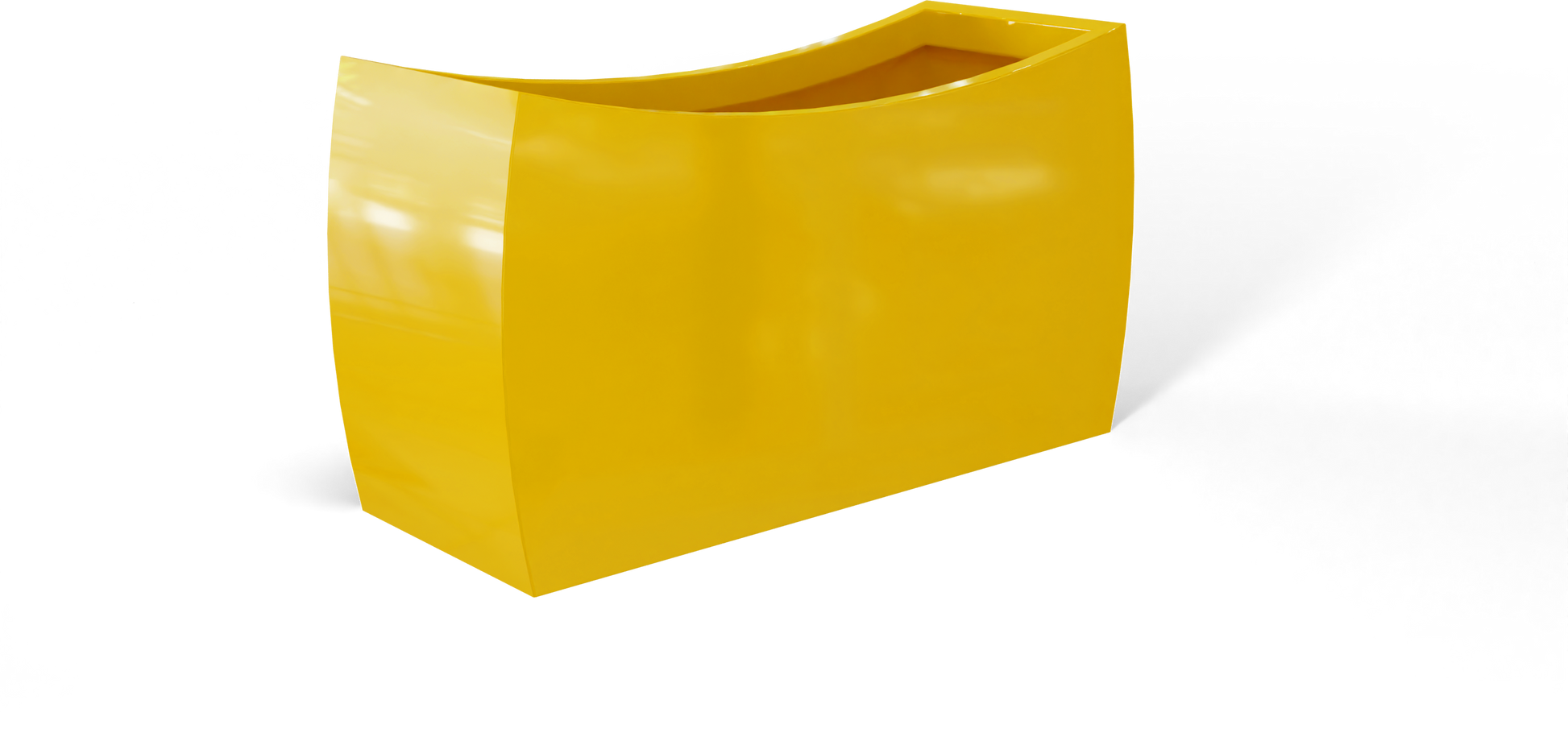 Seoul Curved Rectangular Fiberglass Planter in Gloss Saffron