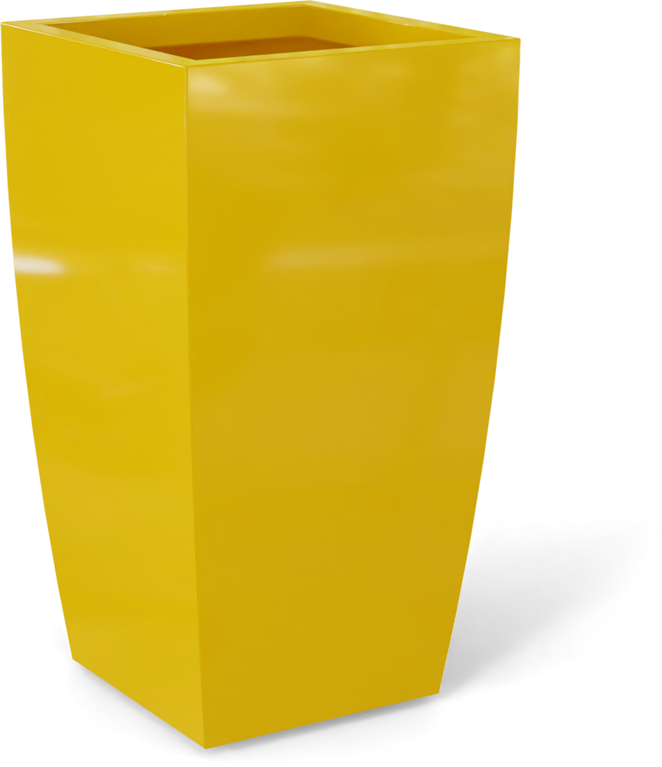 Toulan Tall Tapered Square Fiberglass Planter in Gloss Saffron