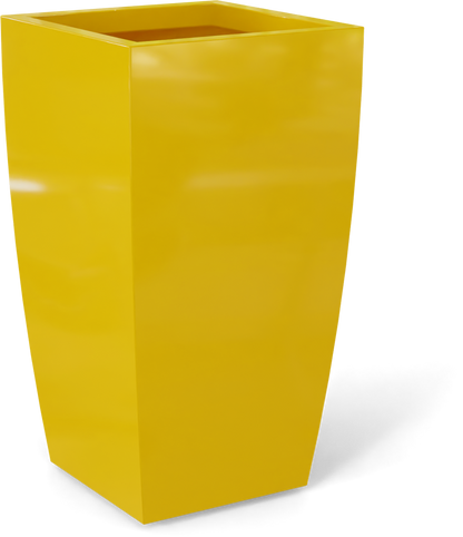 Toulan Tall Tapered Square Fiberglass Planter in Gloss Saffron