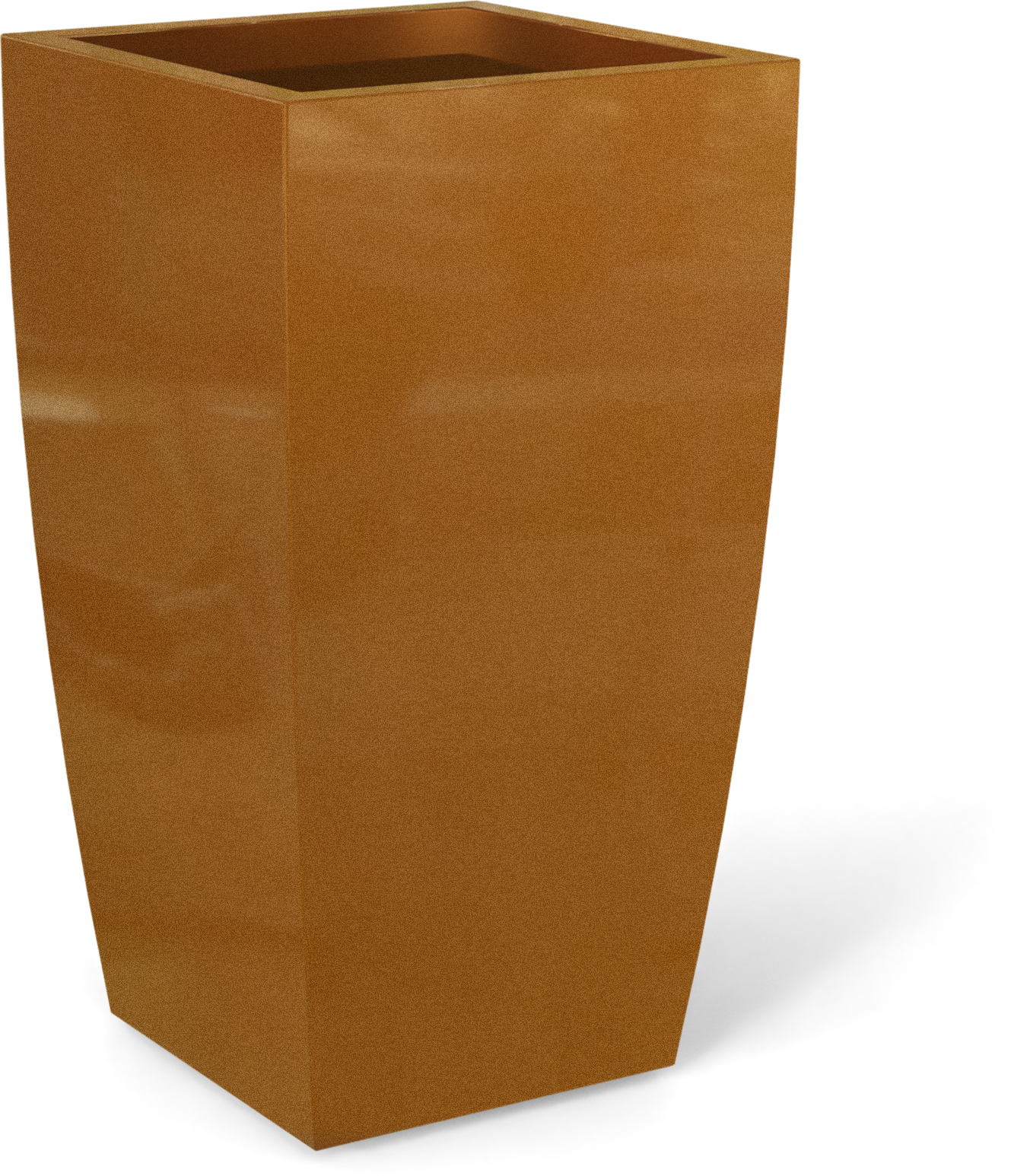 Toulan Tall Tapered Square Fiberglass Planter in Metallic Bronze