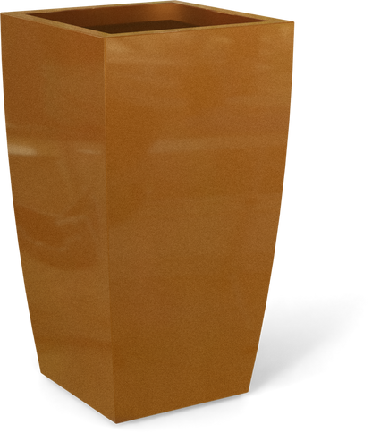 Toulan Tall Tapered Square Fiberglass Planter in Metallic Bronze