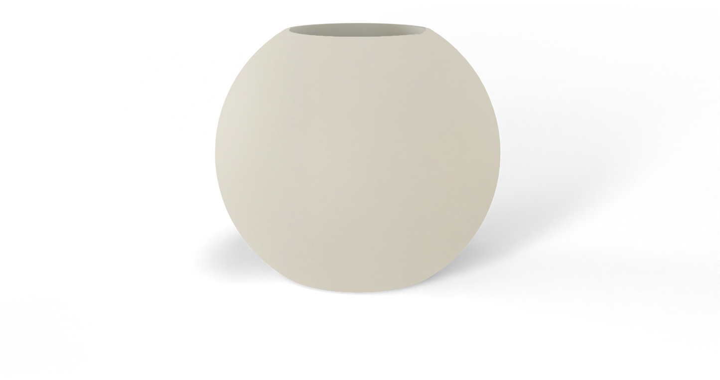 Globe Sculptural Fiberglass Planter in Satin Beige
