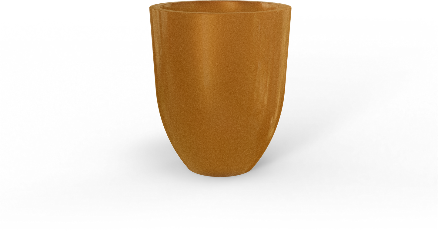 Valencia Round Fiberglass Planter in Metallic Bronze
