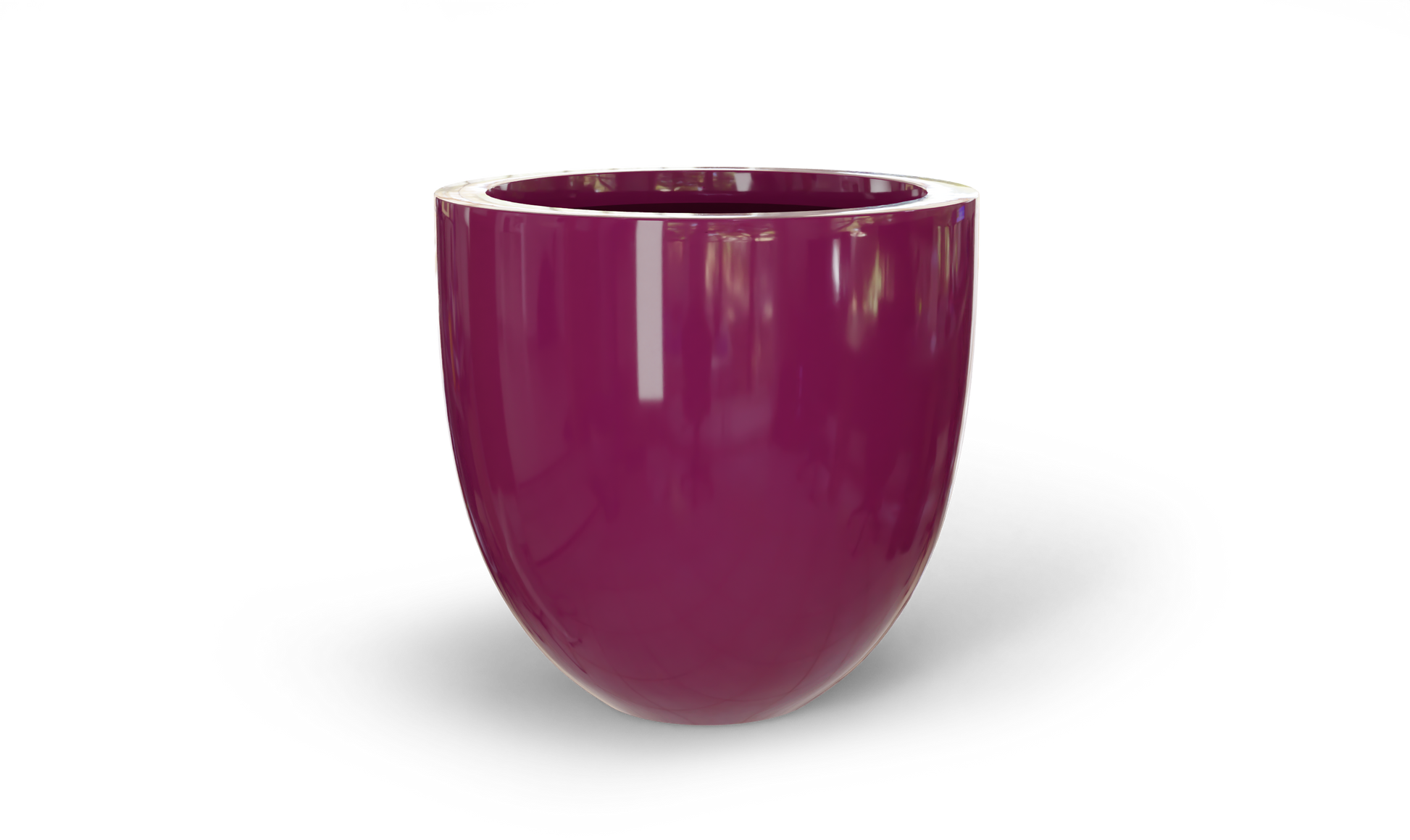 Alzira Round Fiberglass Planter in Gloss Eggplant