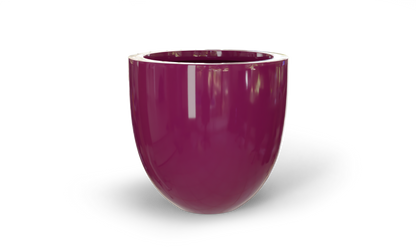 Alzira Round Fiberglass Planter in Gloss Eggplant