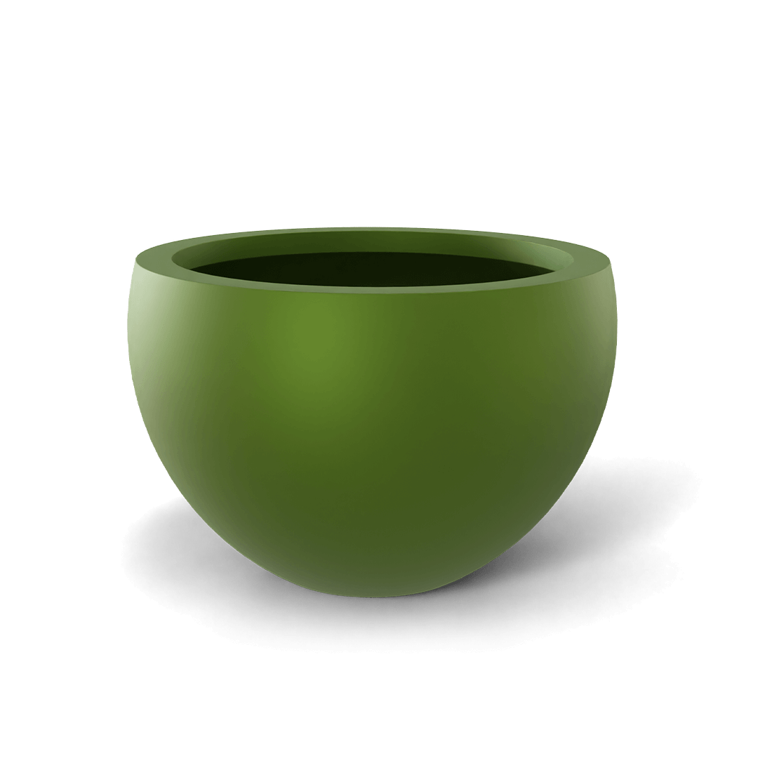Tarragona Round Fiberglass Planter in Satin Green