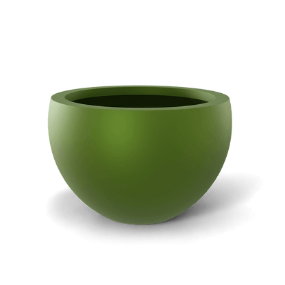 Tarragona Round Fiberglass Planter in Satin Green