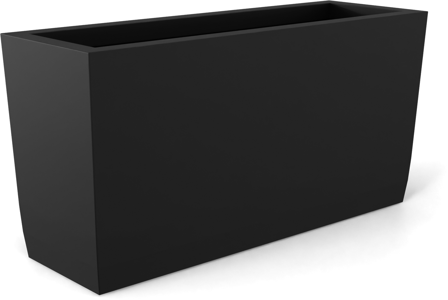 Panama Curved Rectangular Fiberglass Planter in Matte Black