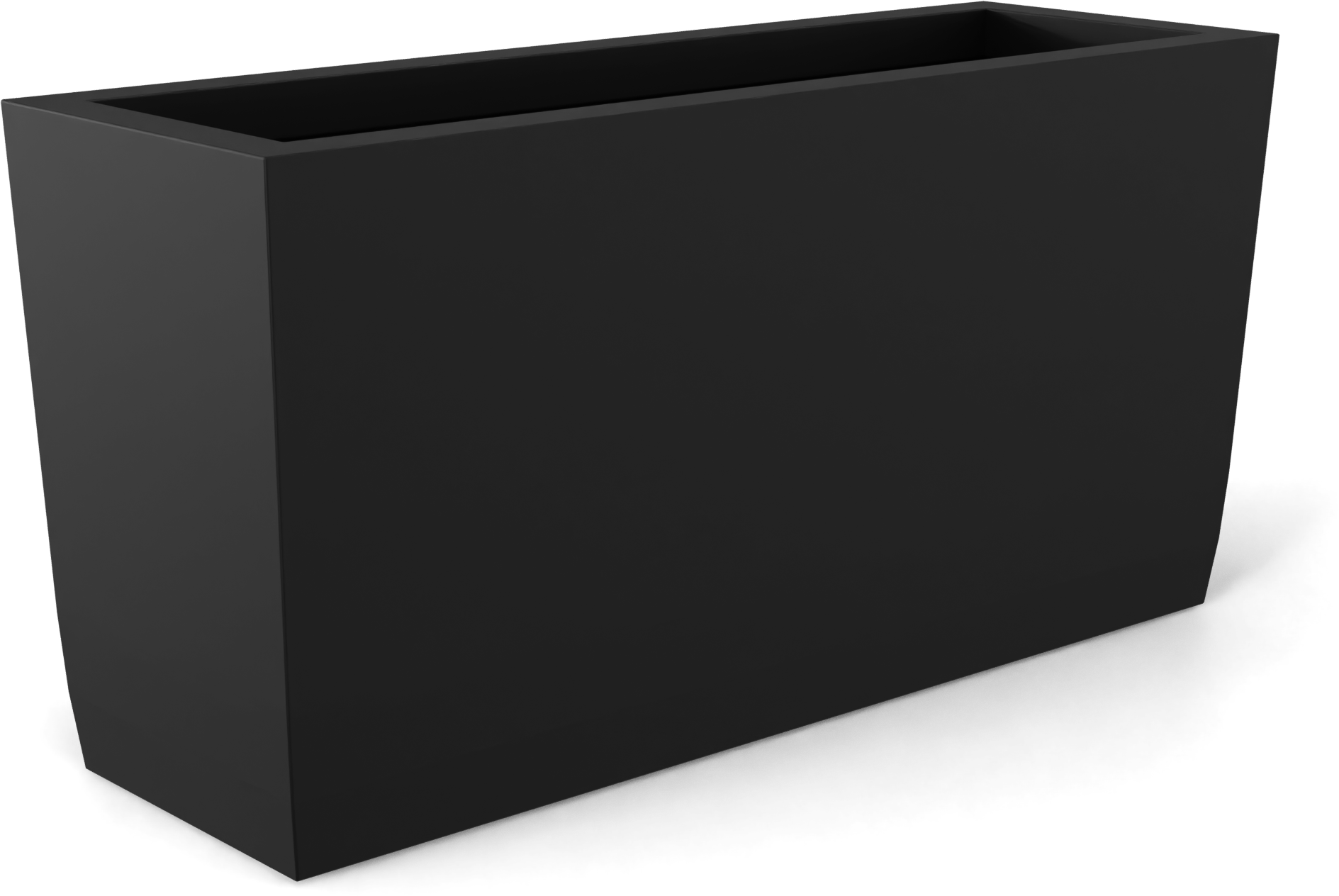 Panama Curved Rectangular Fiberglass Planter in Matte Black