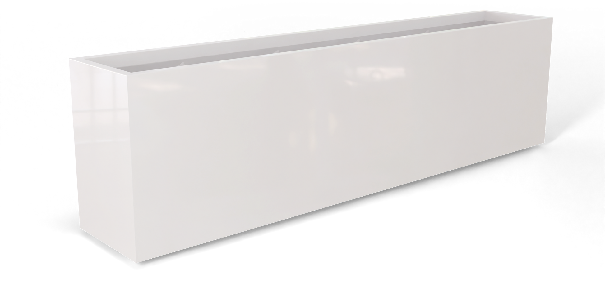 Hudson Rectangular Fiberglass Planter in Gloss Bright White