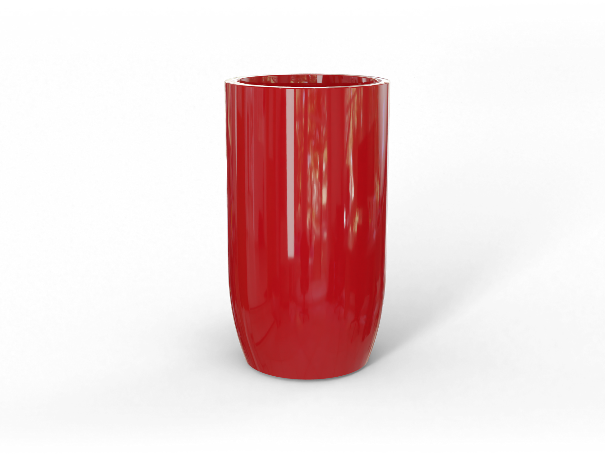 Lisbon Round Fiberglass Planter in Gloss Red