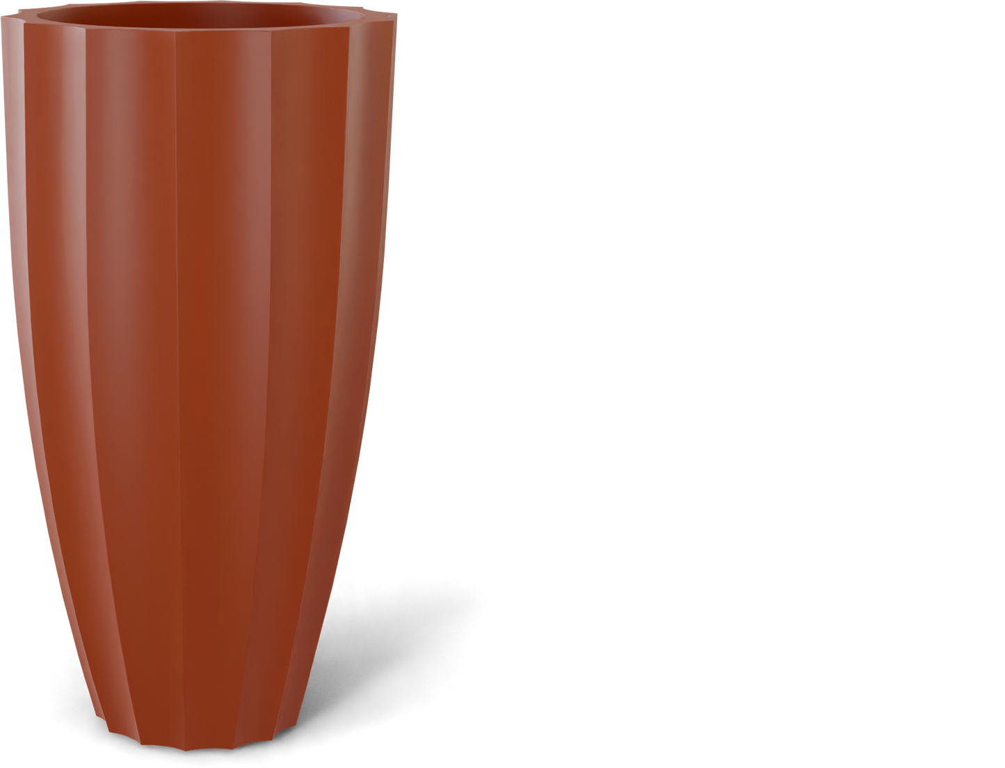 San Jose Round Fiberglass Planter in Matte Terra Cotta