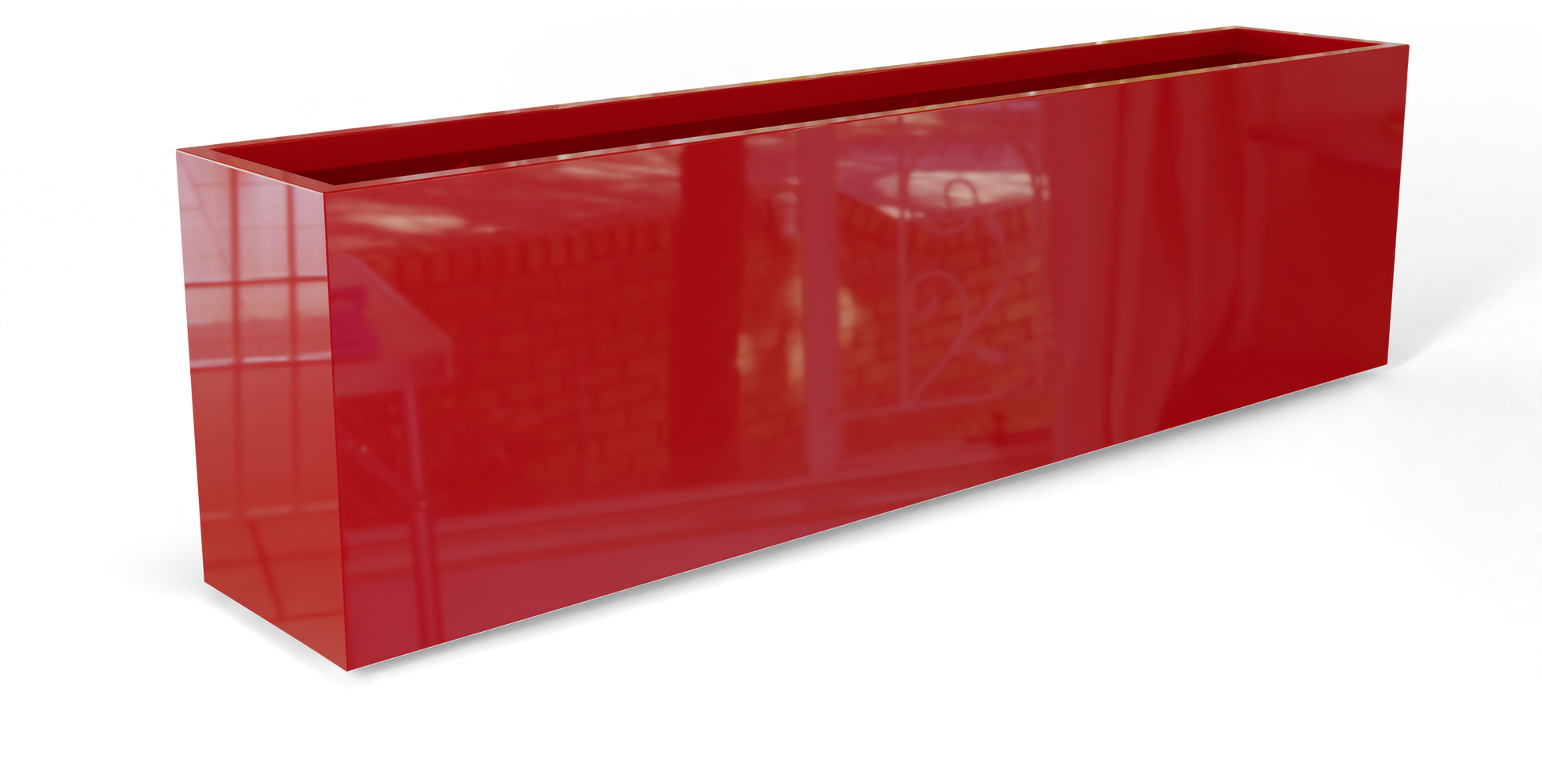Hudson Rectangular Fiberglass Planter in Gloss Red