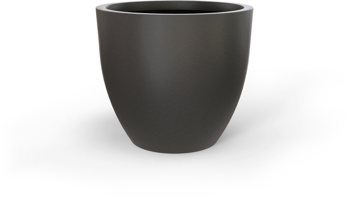 Wannsee Round Fiberglass Planter in Matte Gunmetal