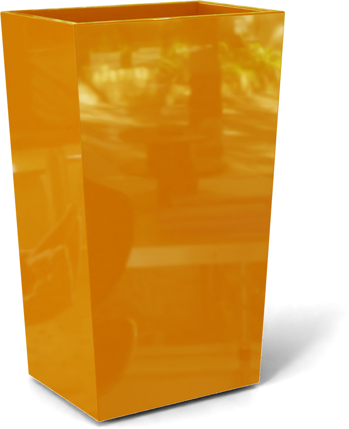 Amsterdam Tapered Rectangular Fiberglass Planter in Gloss Tangerine