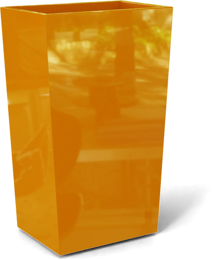 Amsterdam Tapered Rectangular Fiberglass Planter in Gloss Tangerine