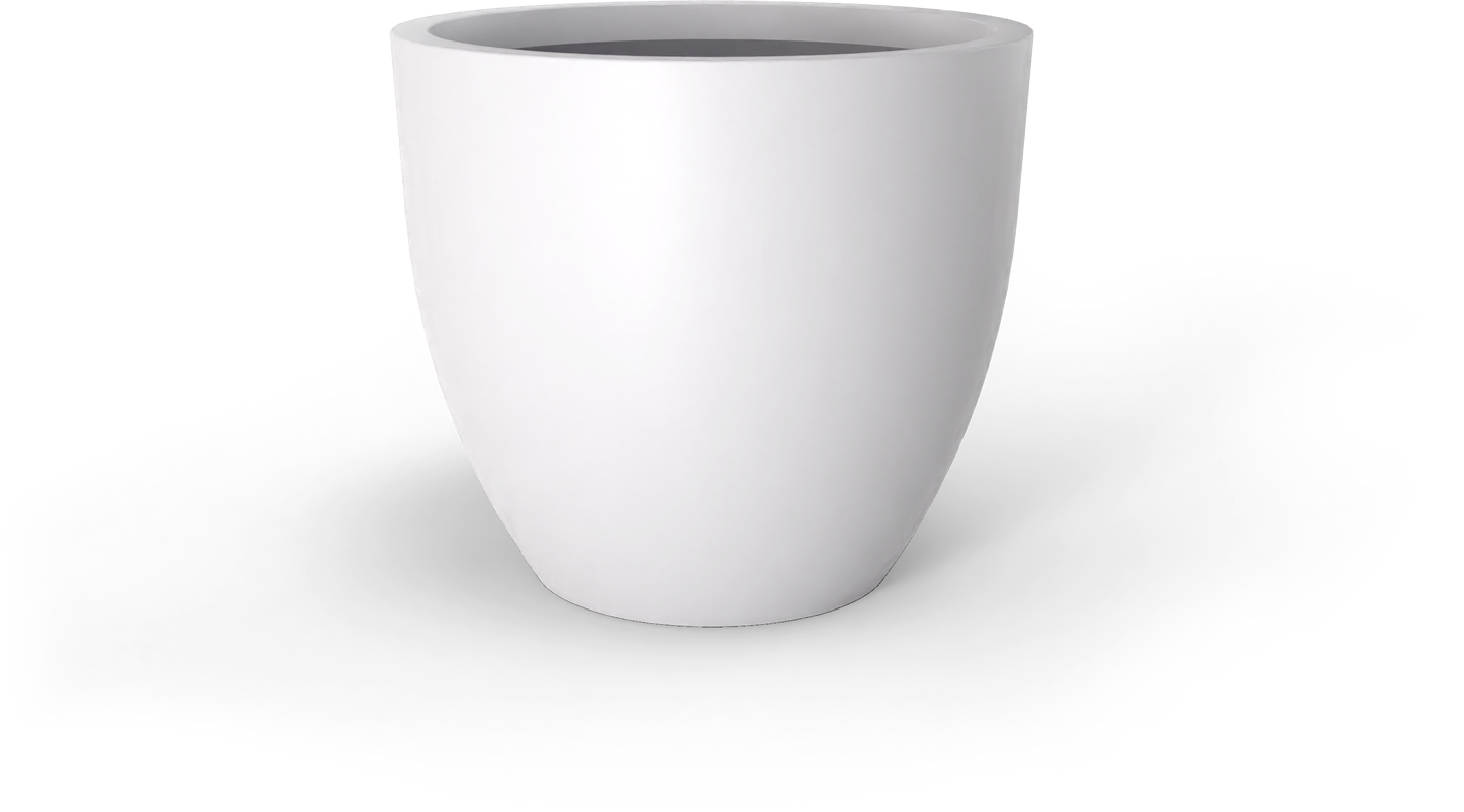 Wannsee Round Fiberglass Planter in Matte Bright White