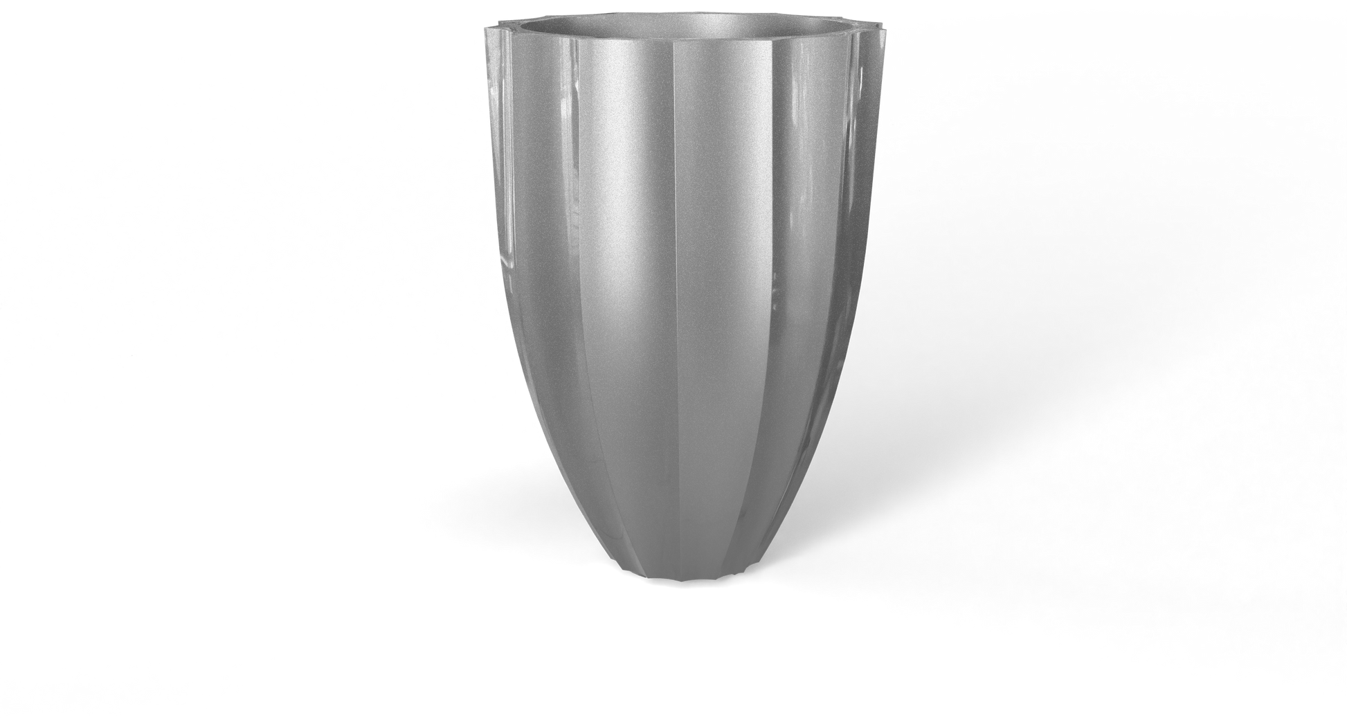 Alicante Round Fiberglass Planter in Metallic Silver