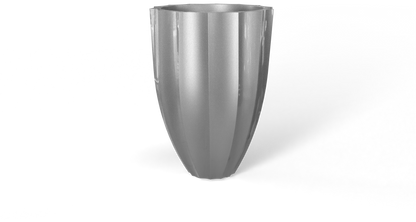 Alicante Round Fiberglass Planter in Metallic Silver