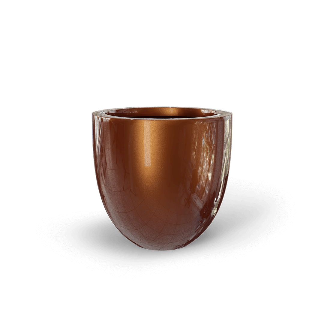 Alzira Round Fiberglass Planter in Metallic Bronze