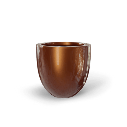 Alzira Round Fiberglass Planter in Metallic Bronze