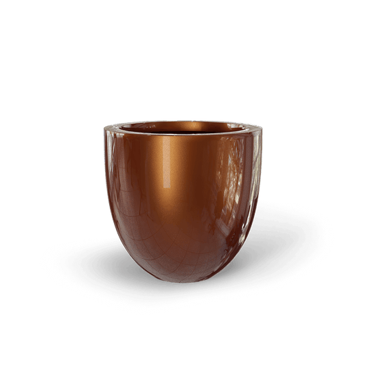 Alzira Round Fiberglass Planter in Metallic Bronze