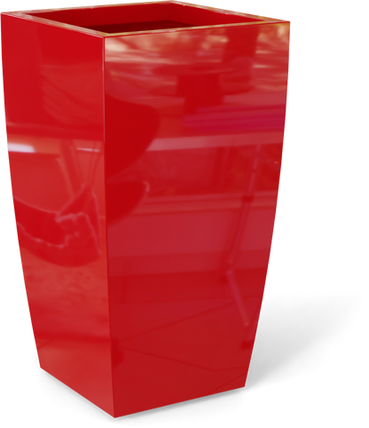 Toulan Tall Tapered Square Fiberglass Planter in Gloss Red