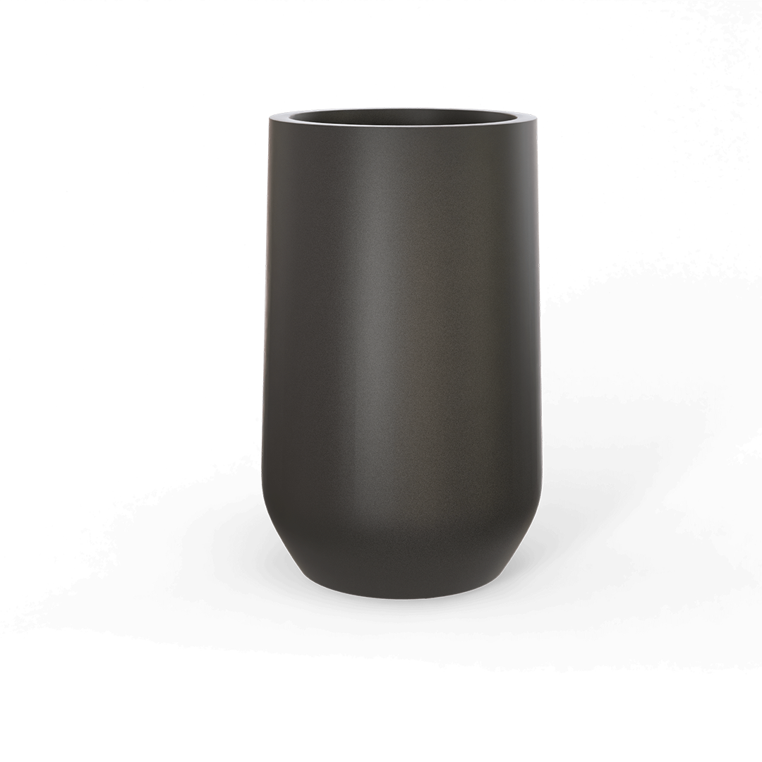 Hayden Round Fiberglass Planter in Matte Gunmetal