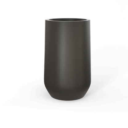 Hayden Round Fiberglass Planter in Matte Gunmetal