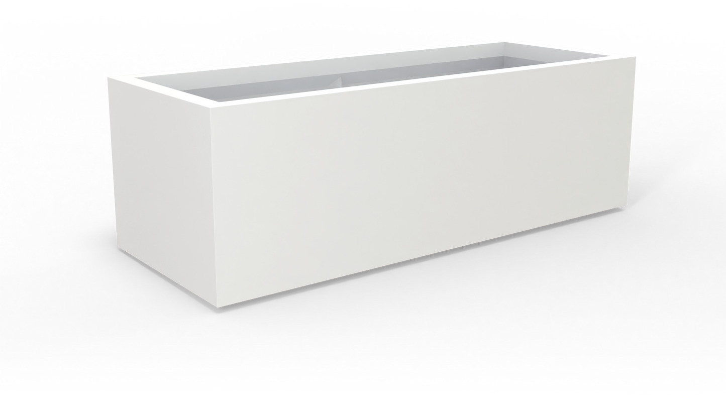 Cuba Rectangular Fiberglass Planter in Matte Bright White