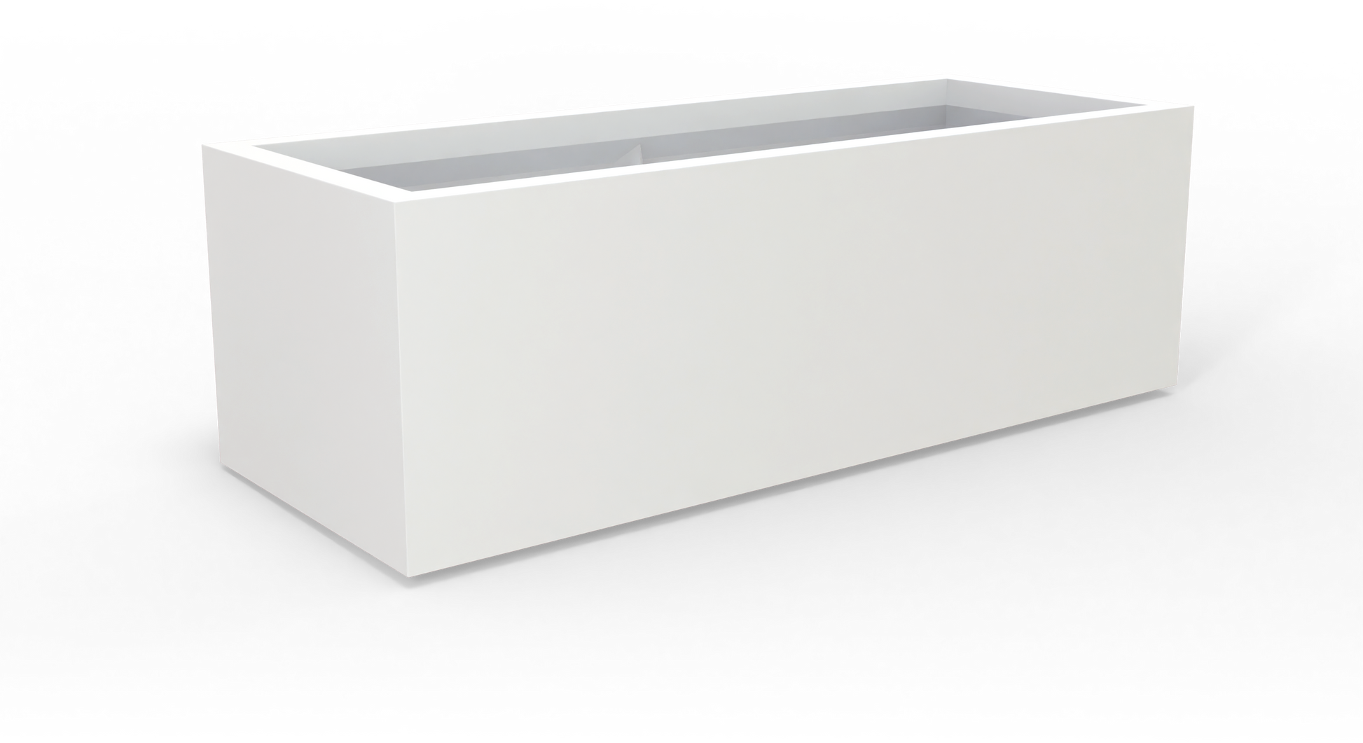 Cuba Rectangular Fiberglass Planter in Matte Bright White