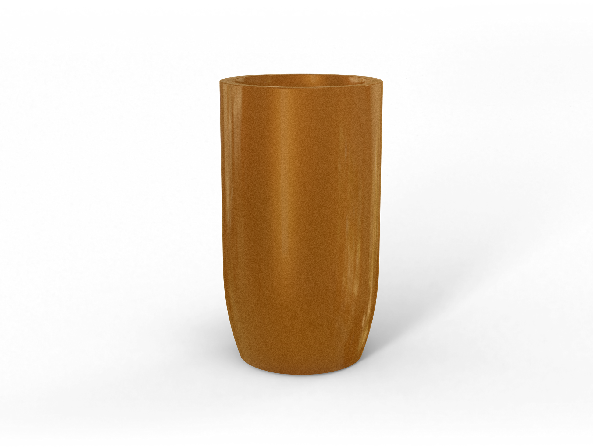 Lisbon Round Fiberglass Planter in Metallic Bronze