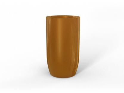 Lisbon Round Fiberglass Planter in Metallic Bronze