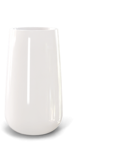 Saigon Round Fiberglass Planter in Gloss Bright White