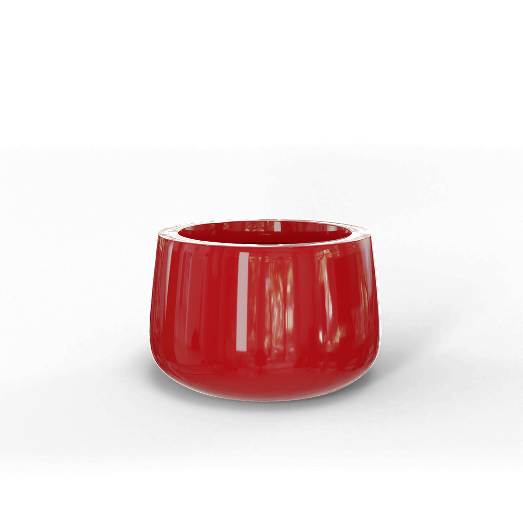 Short Hayden Round Fiberglass Planter in Gloss Red