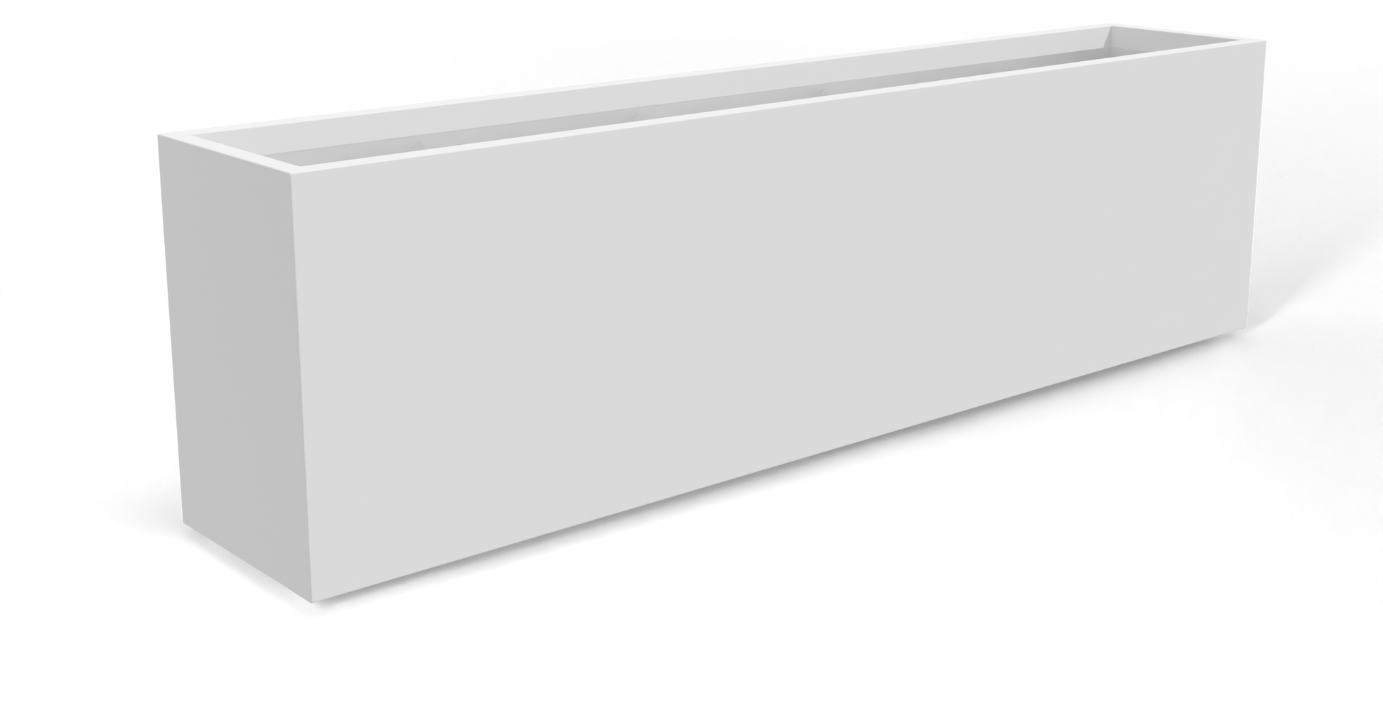 Hudson Rectangular Fiberglass Planter in Matte Bright White