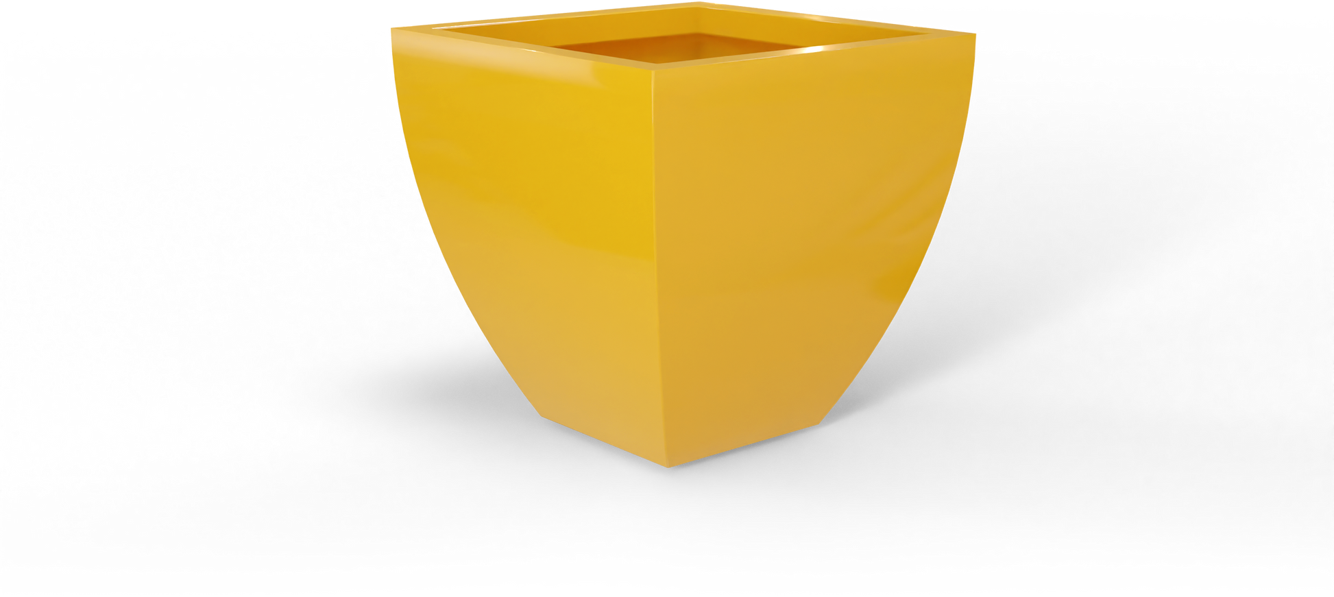 Lima Tapered Square Fiberglass Planter in Gloss Saffron