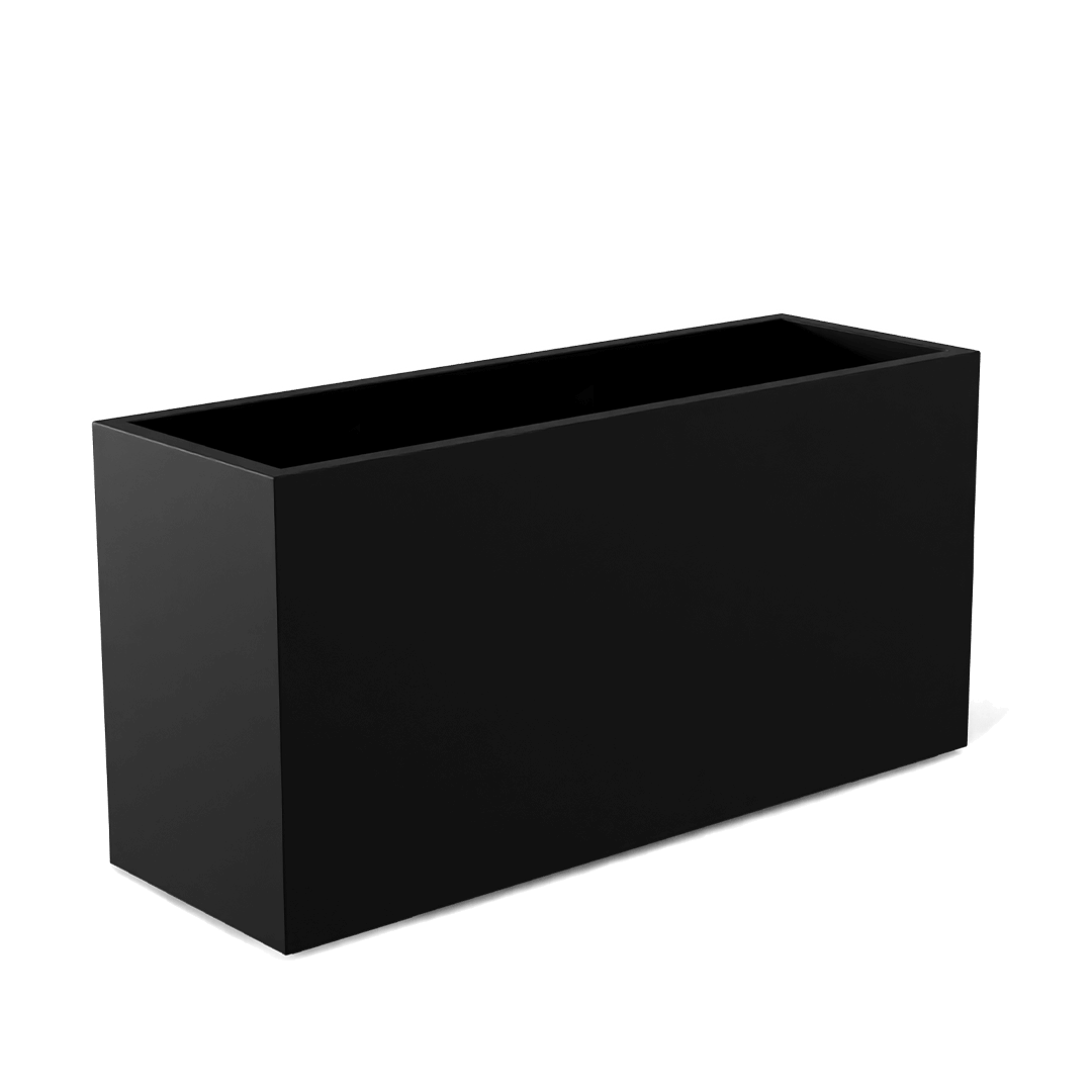 Tolga Rectangular Fiberglass Planter in Matte Black
