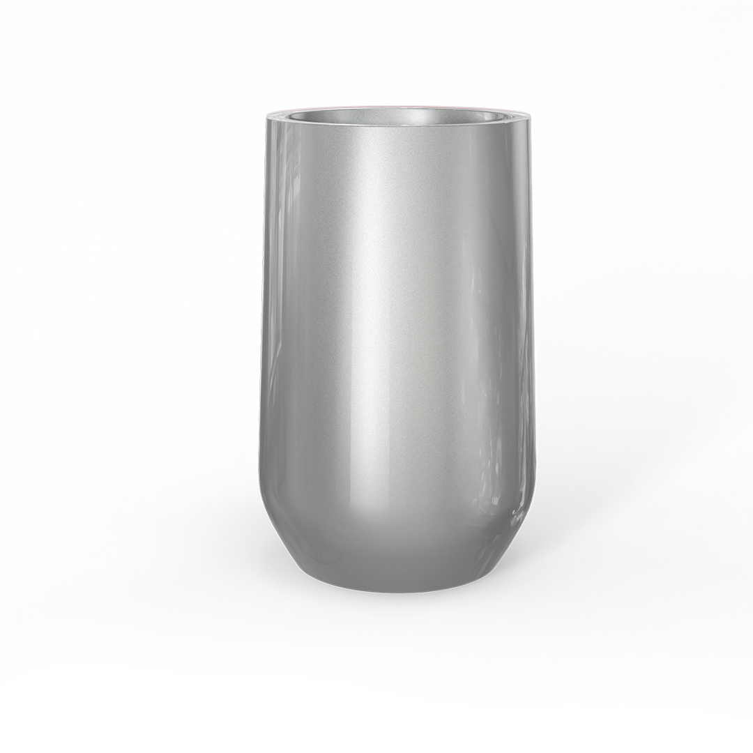 Hayden Round Fiberglass Planter in Metallic Silver