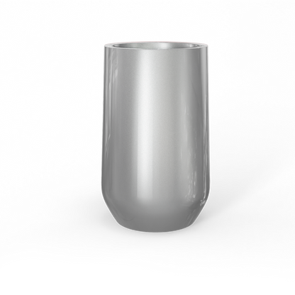 Hayden Round Fiberglass Planter in Metallic Silver