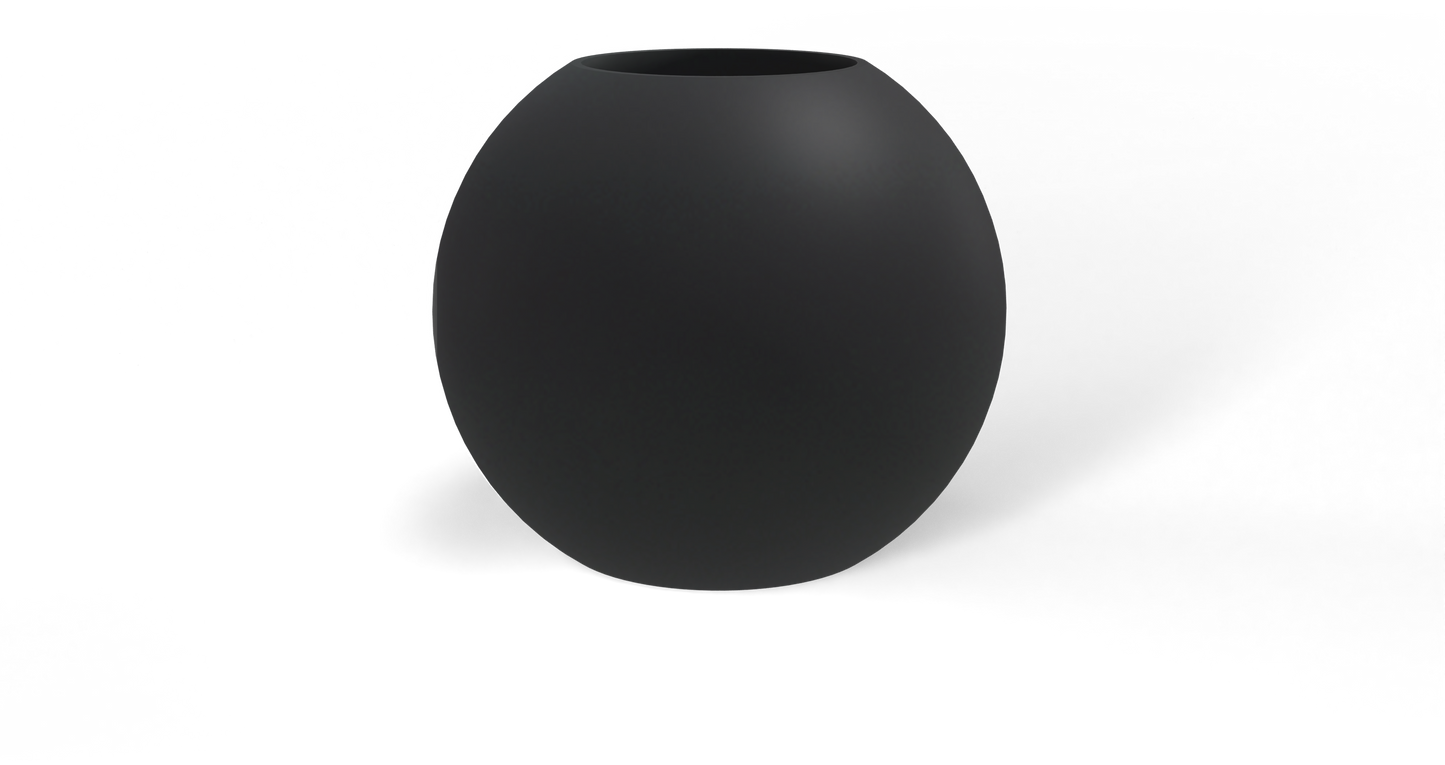 Globe Sculptural Fiberglass Planter in Matte Charcoal