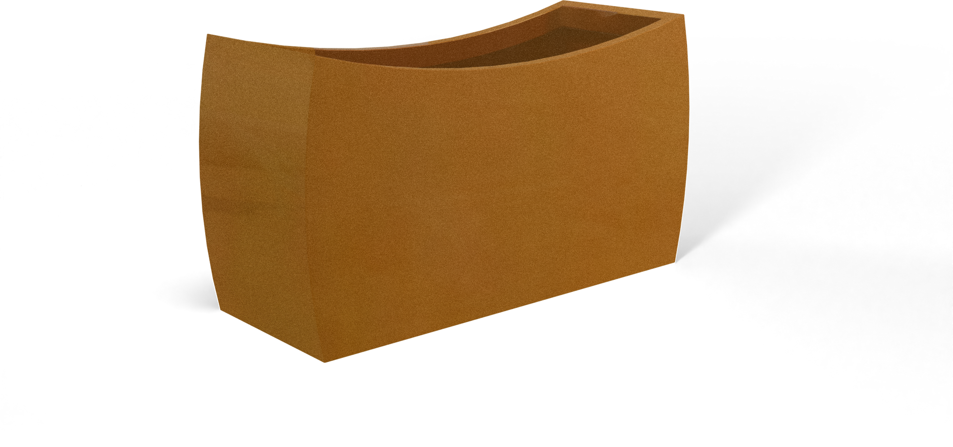 Seoul Curved Rectangular Fiberglass Planter in Metallic Bronze