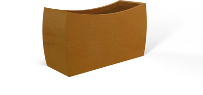 Seoul Curved Rectangular Fiberglass Planter in Metallic Bronze