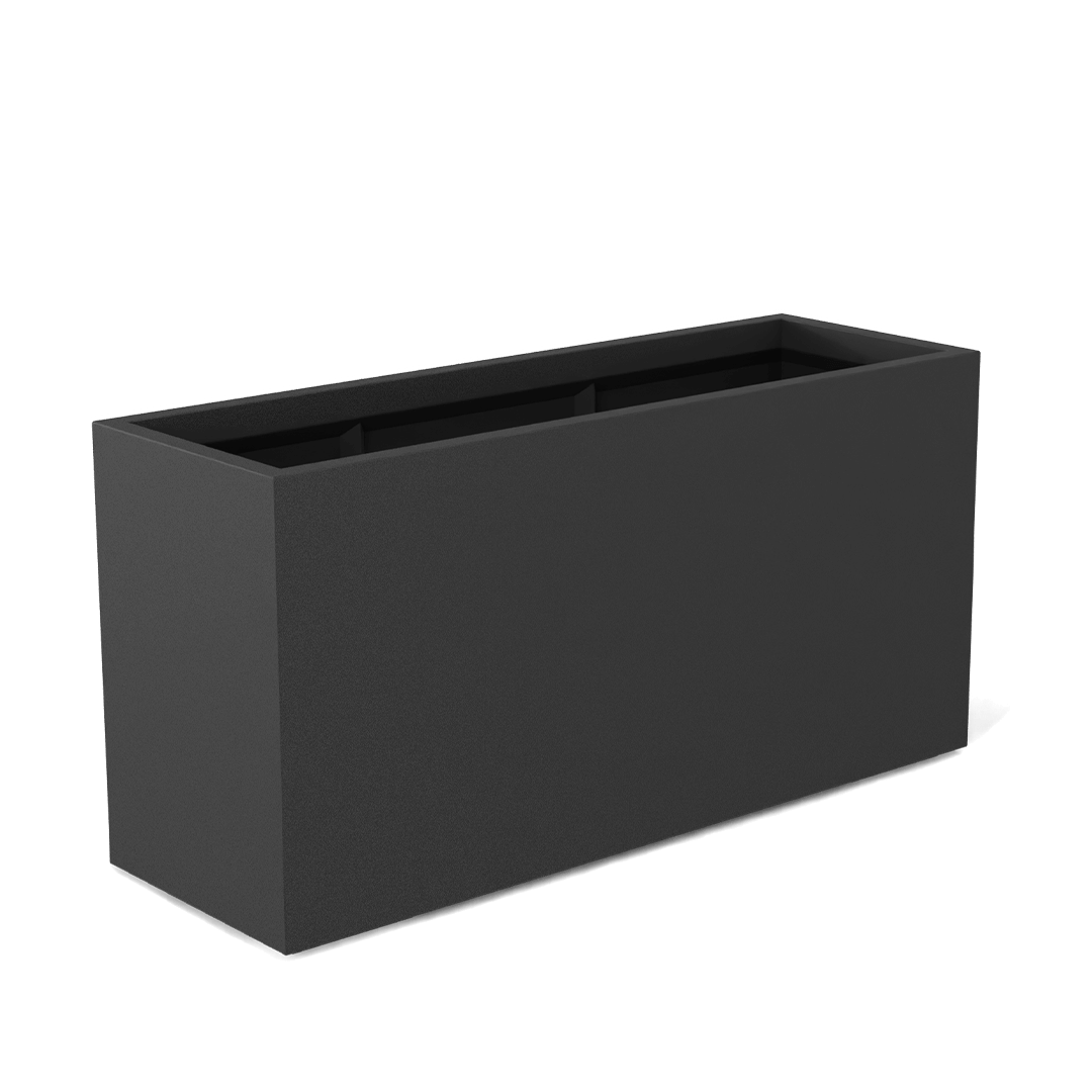 Tolga Rectangular Fiberglass Planter in Matte Gunmetal