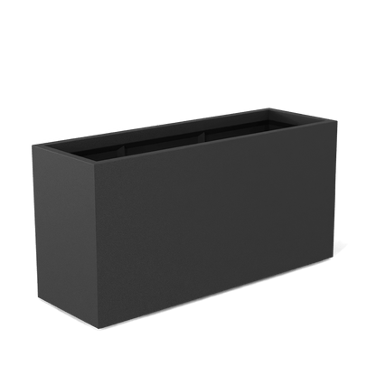 Tolga Rectangular Fiberglass Planter in Matte Gunmetal