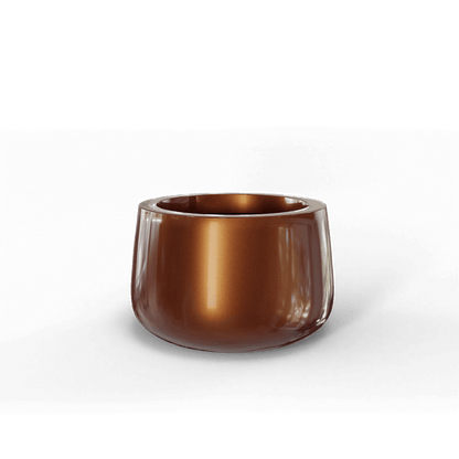 Short Hayden Round Fiberglass Planter in Metallic Bronze