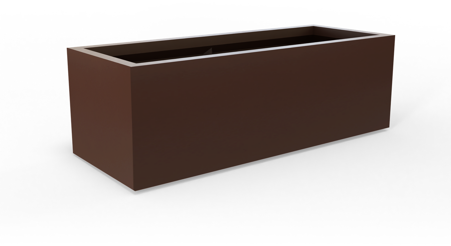 Cuba Rectangular Fiberglass Planter in Matte Dark Brown