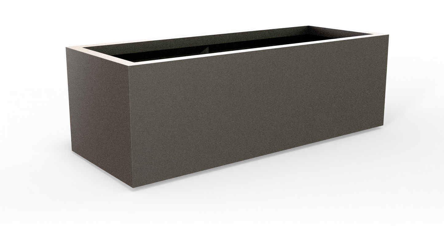 Cuba Rectangular Fiberglass Planter in Matte Gunmetal