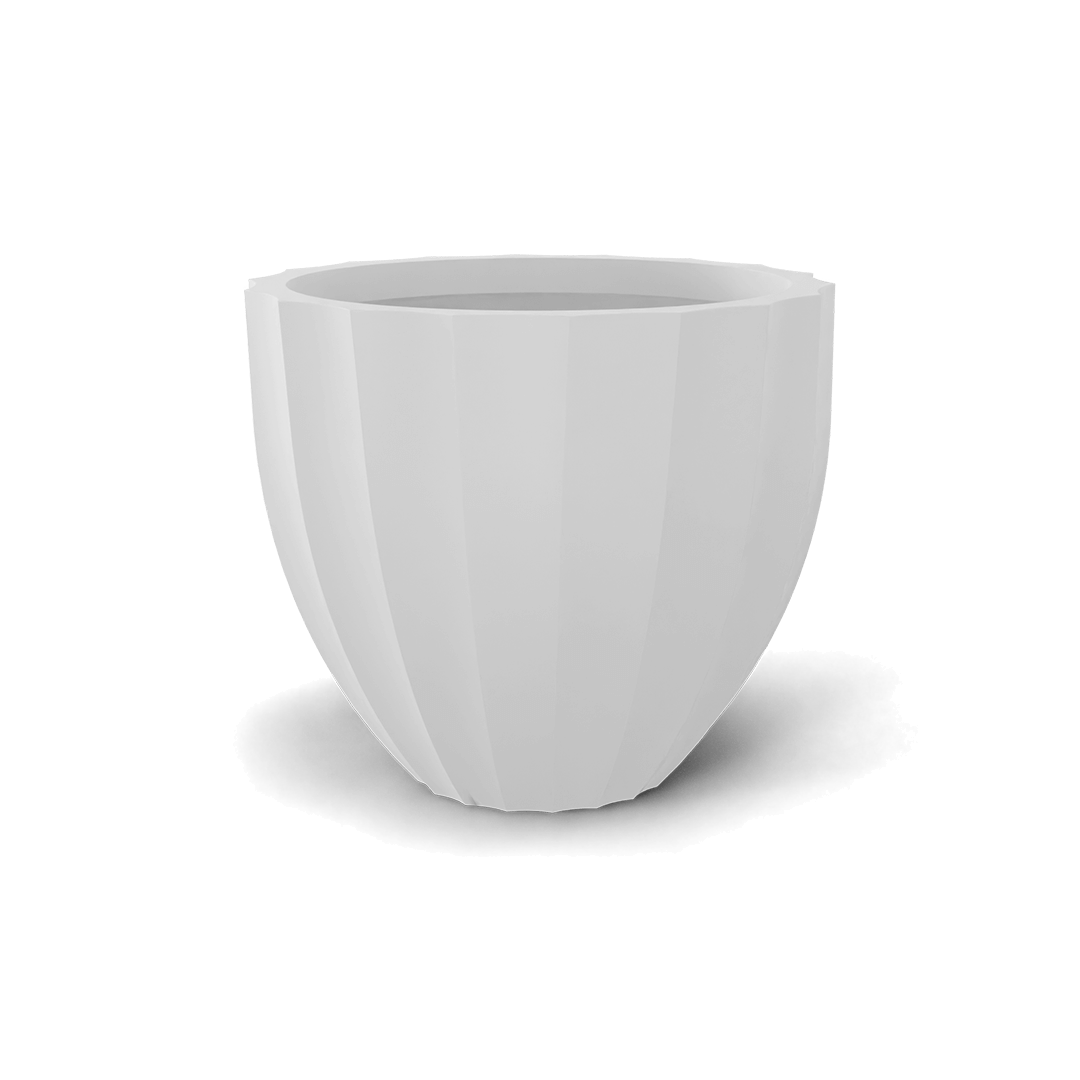 Santa Barbara Fluted Round Fiberglass Planter in Matte Bright White